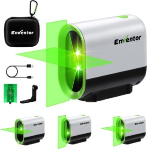 ENVENTOR Nivel Láser Autonivelante de 50M, Nivel Láser Verde con 3 Modos(Autonivelación, Manual y de Pulso), Base Magnético de 360°, Carga USB, IP54, Alta Visibilidad y Precisión, para Exterior